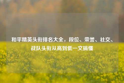 和平精英头衔排名大全,段位、荣誉、社交、战队头衔从高到低一文搞懂