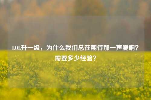 LOL升一级,为什么我们总在期待那一声脆响?需要多少经验?