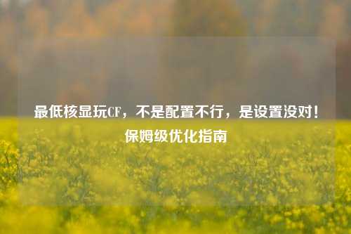 最低核显玩CF，不是配置不行，是设置没对！保姆级优化指南