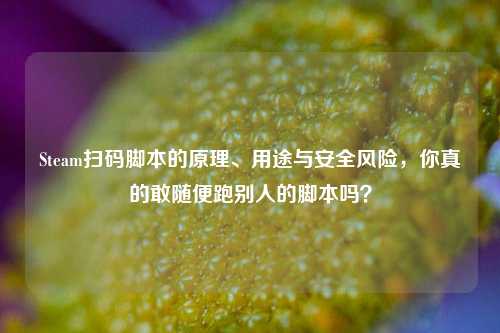 Steam扫码脚本的原理、用途与安全风险,你真的敢随便跑别人的脚本吗?
