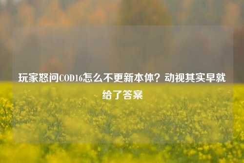 玩家怒问COD16怎么不更新本体?动视其实早就给了答案
